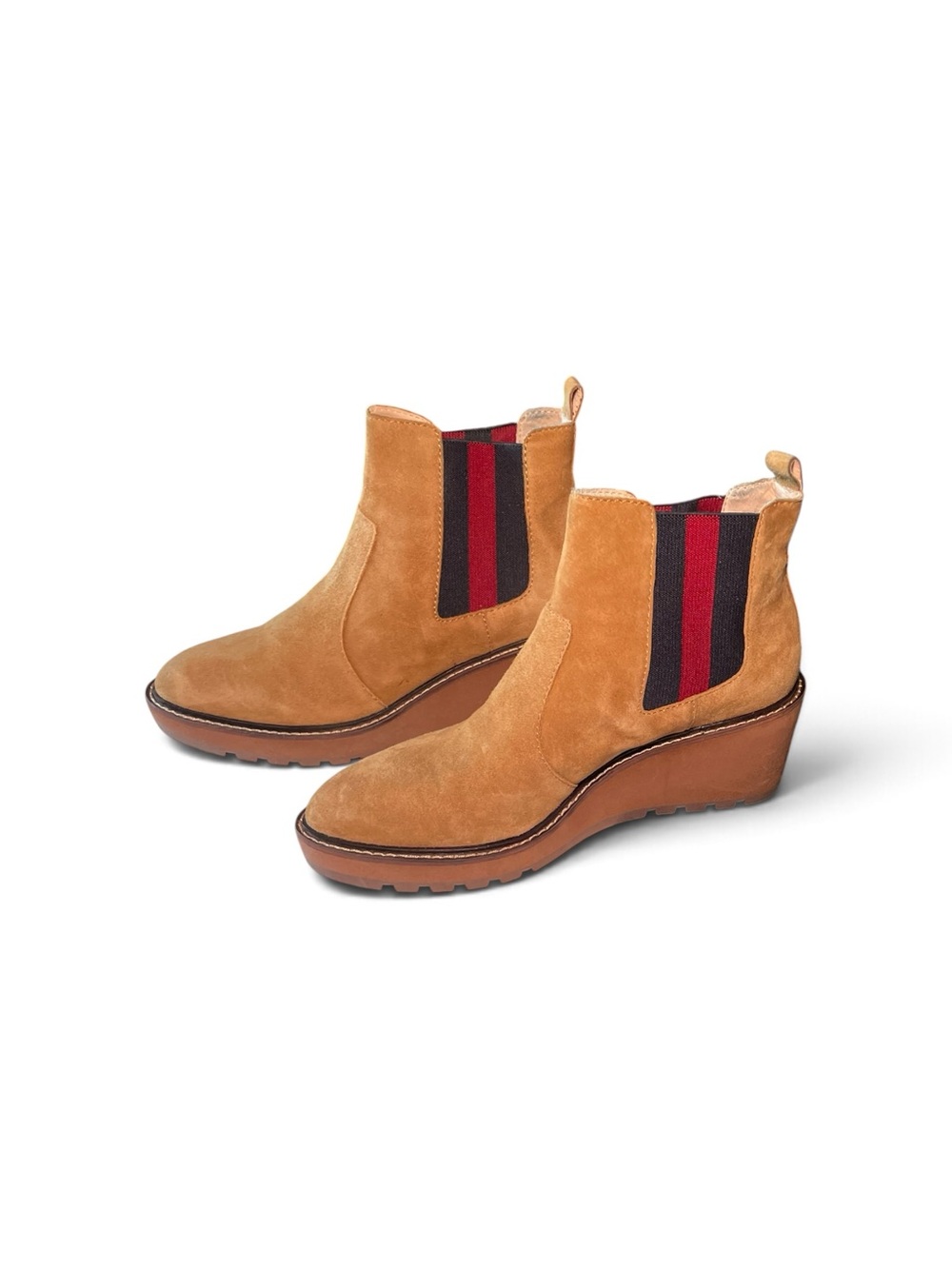 Cecelia New York Gemma Suede Chelsea Wedge Boots Nutella Size 7 NIB